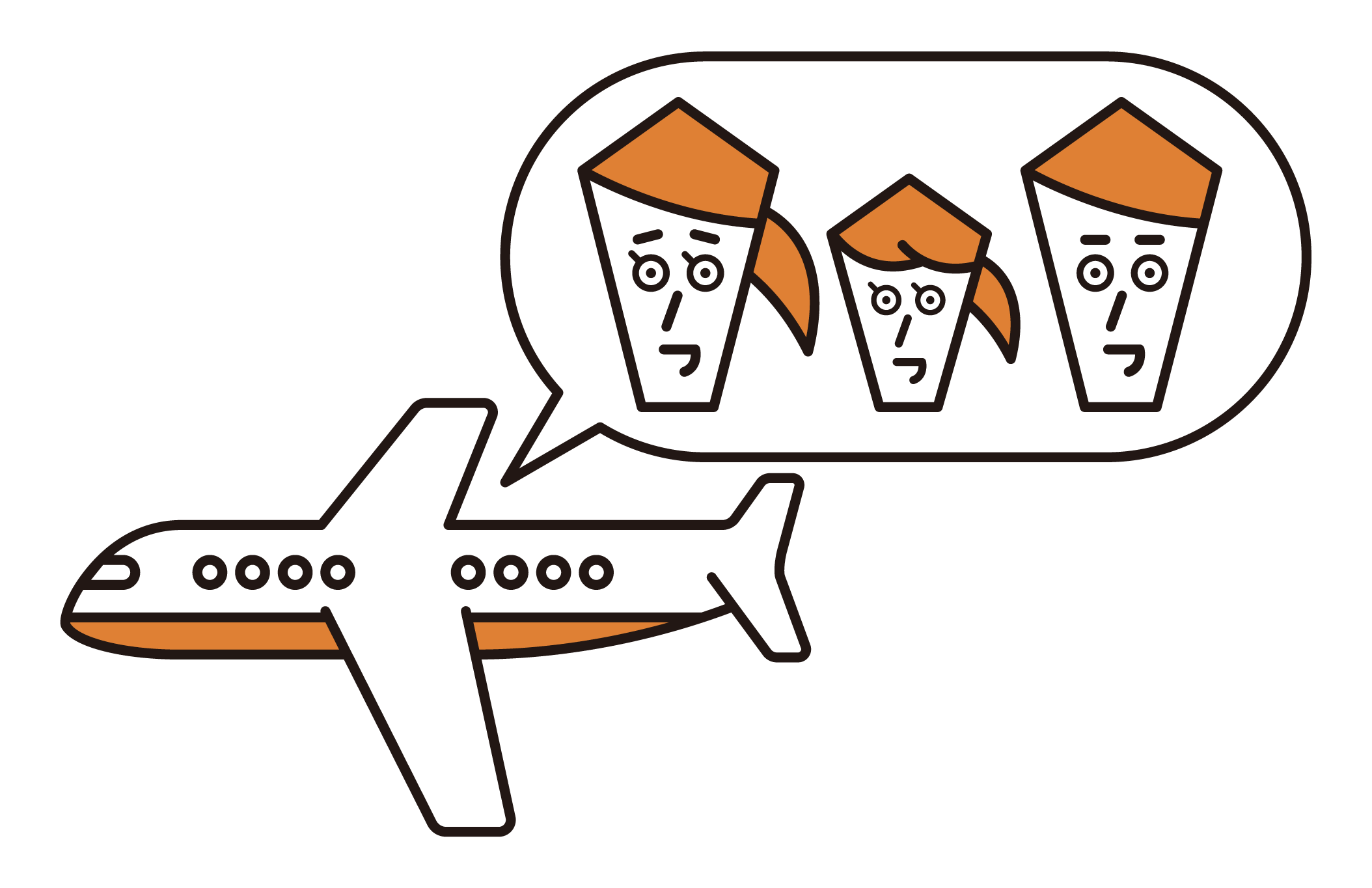Illustration of a family on an airplane