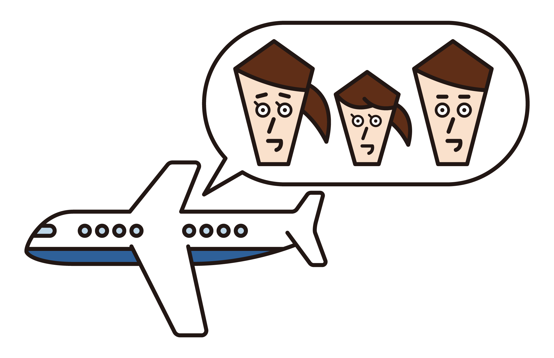 飛機上家人的插圖
