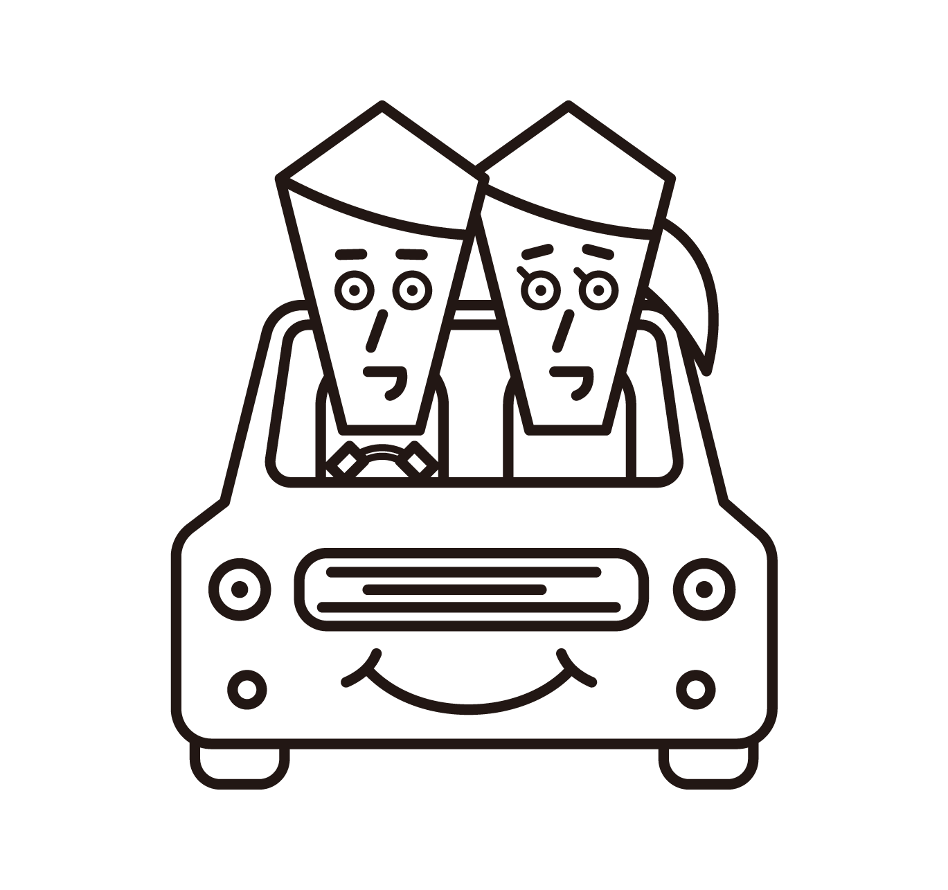 Illustration of a couple in a car