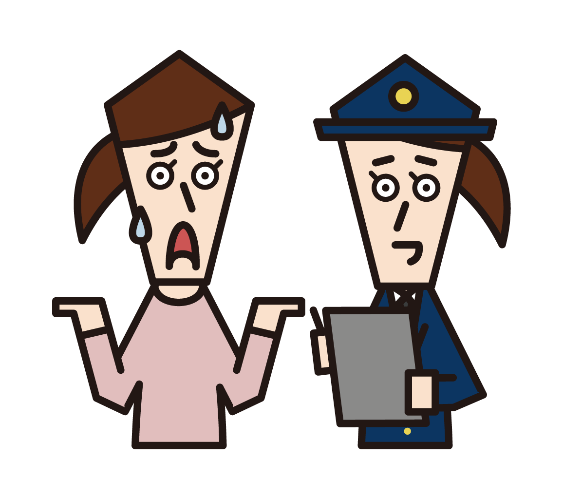 Illustration of a male police officer asking a job question
