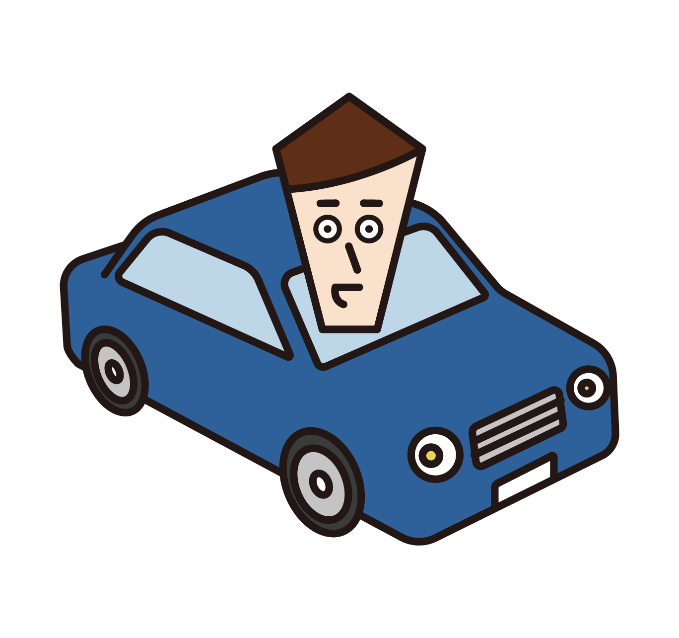 Illustration of a man in a car