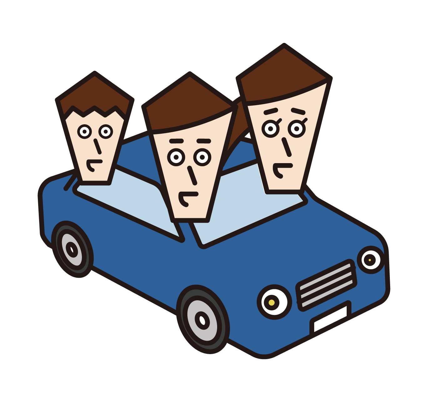 Illustration of a family in a car