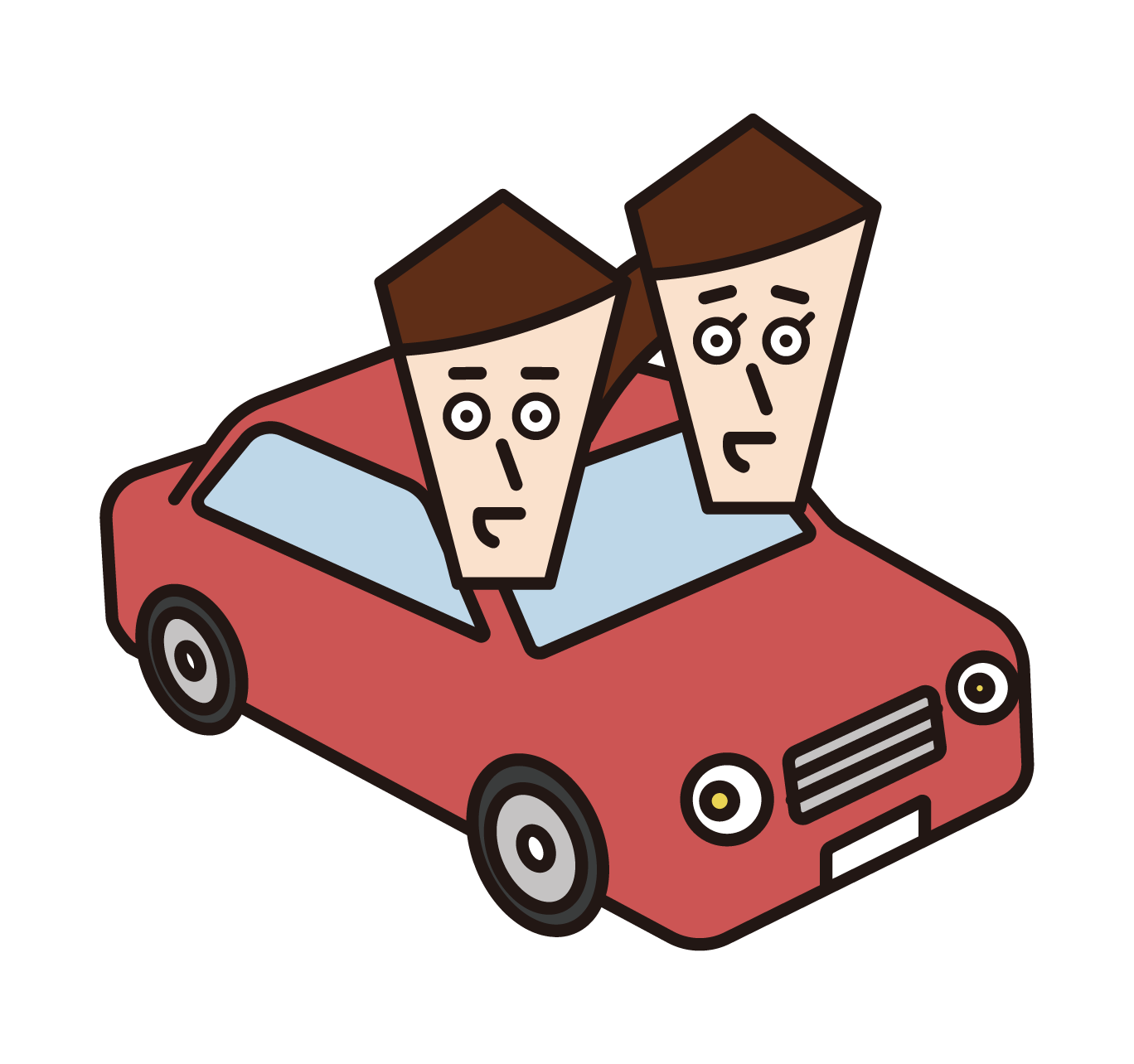 Illustration of a couple in a car