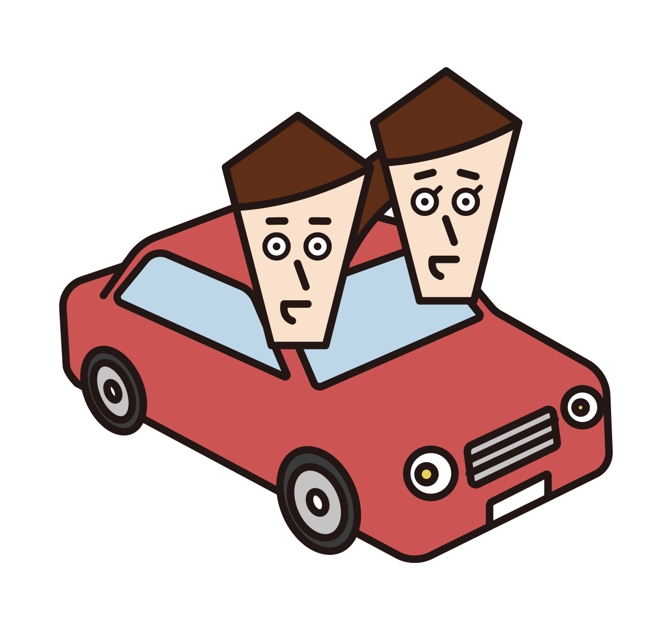 Illustration of a family in a car