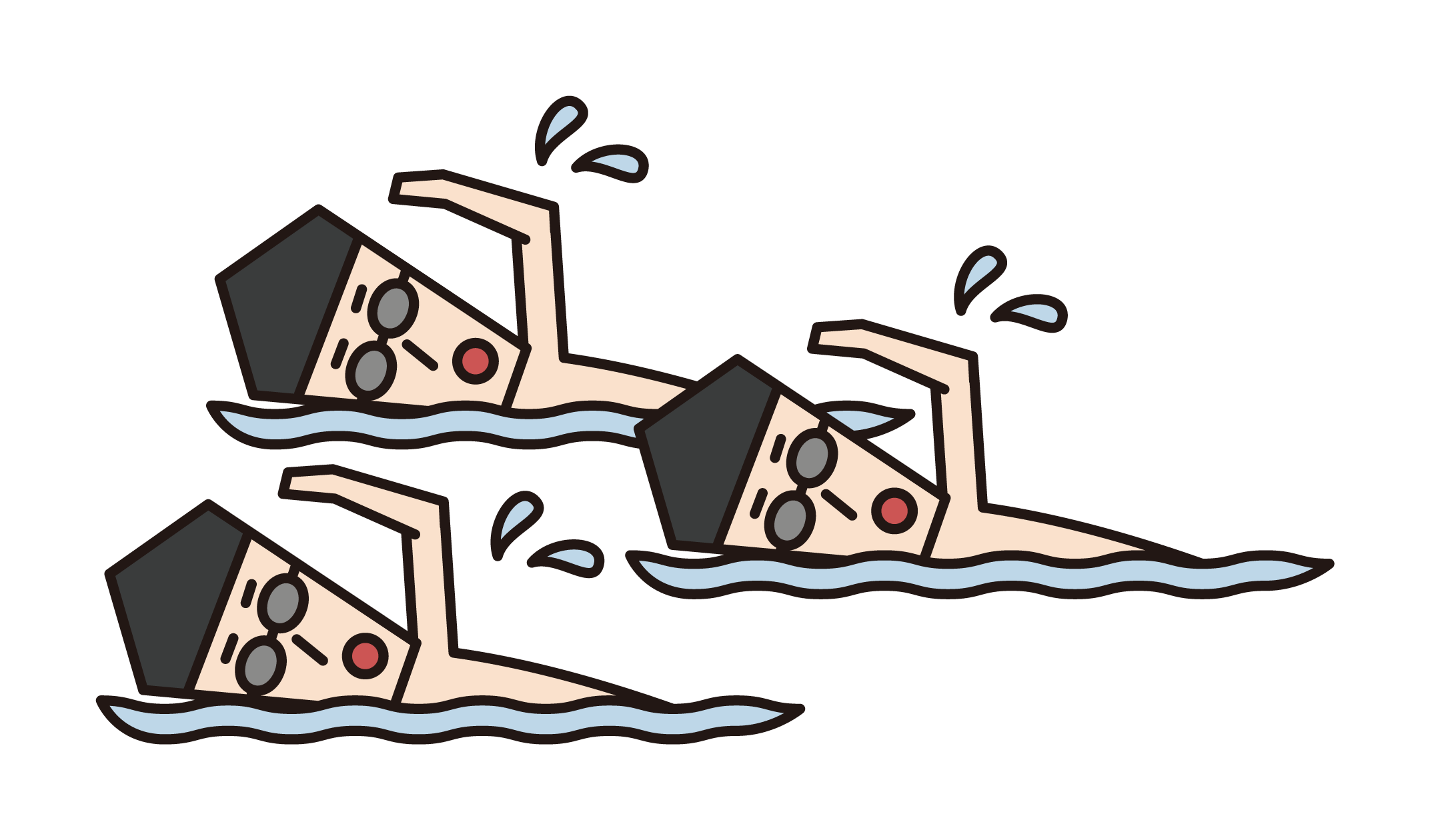 Illustration of athletes (male) crawling in swimming