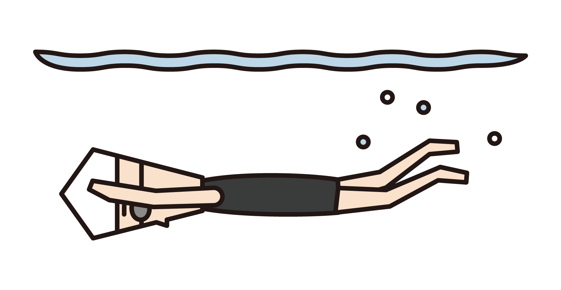 水泳でバタフライをする選手たち（女性）のイラスト