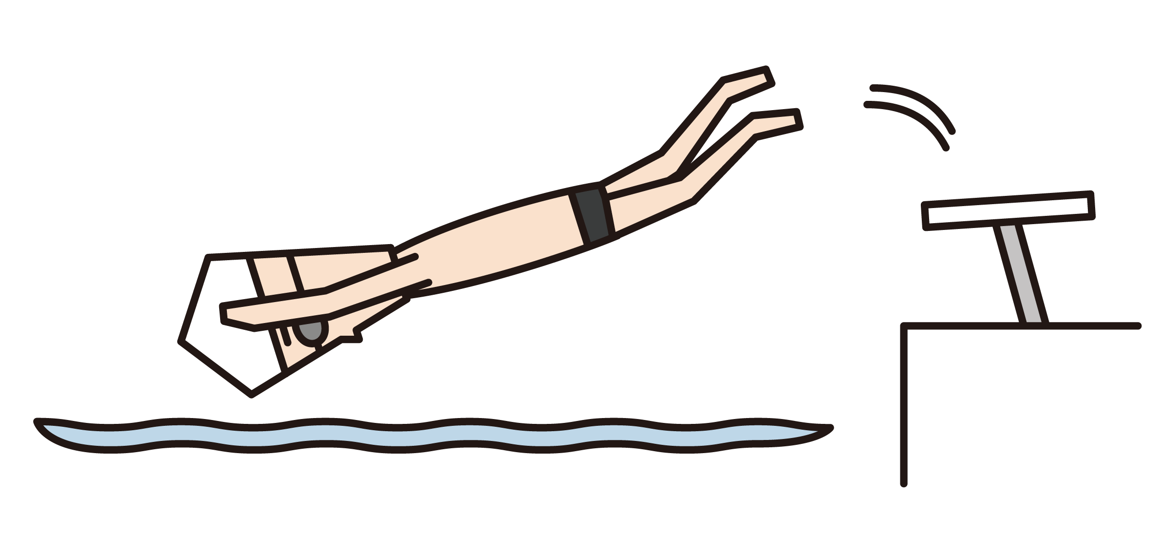 水泳でジャンプスタートをする人（男性）のイラスト