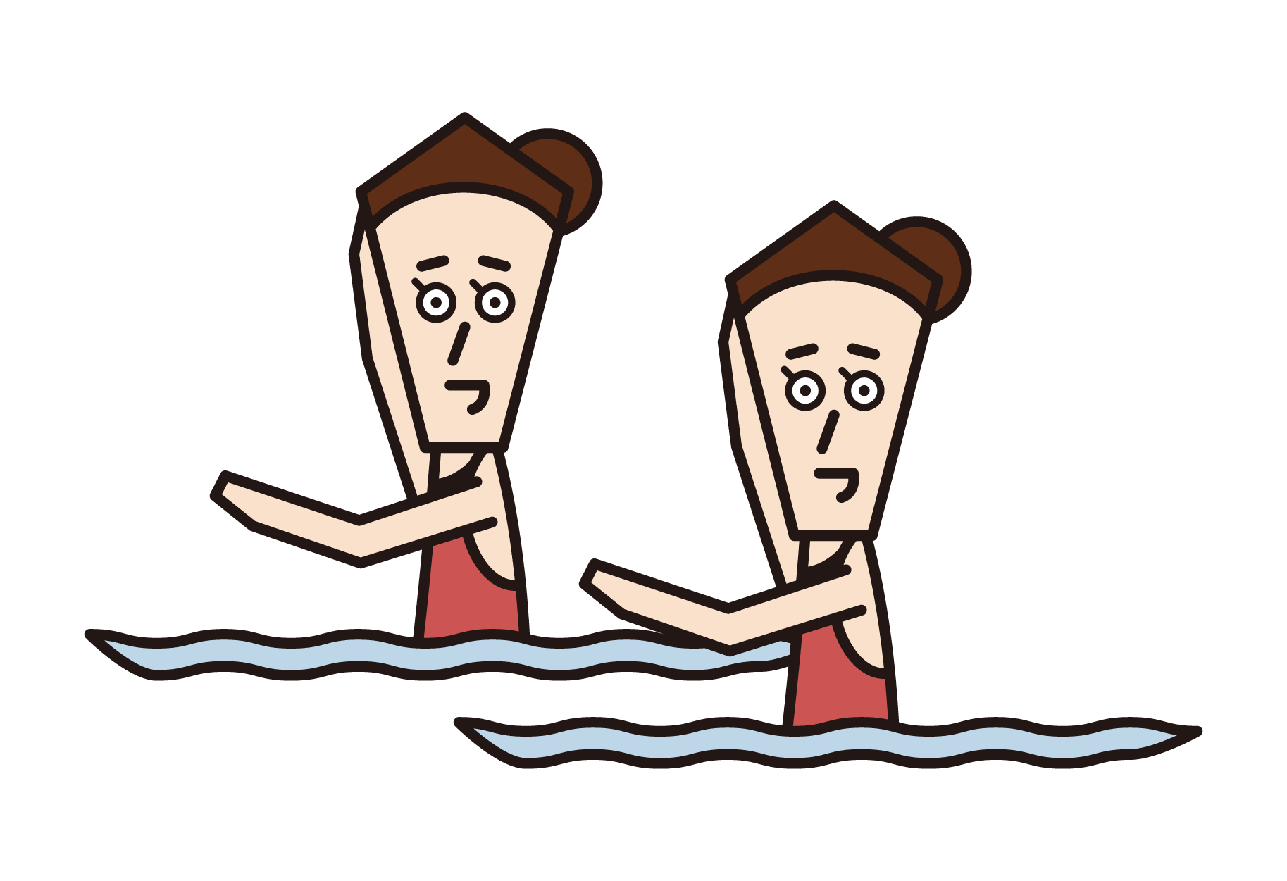 예술적 수영 (동기화 된 수영) 운동 선수 (여성)의 그림
