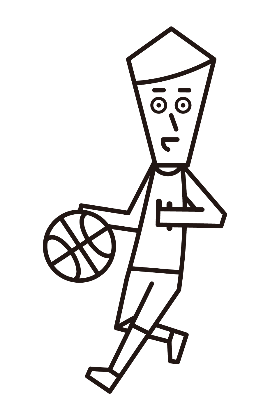 ドリブルをするバスケットボール選手（男性）のイラスト