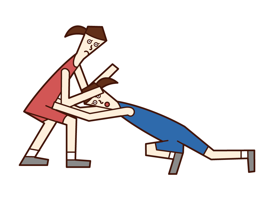 Illustration of a wrestling player (man) playing a match
