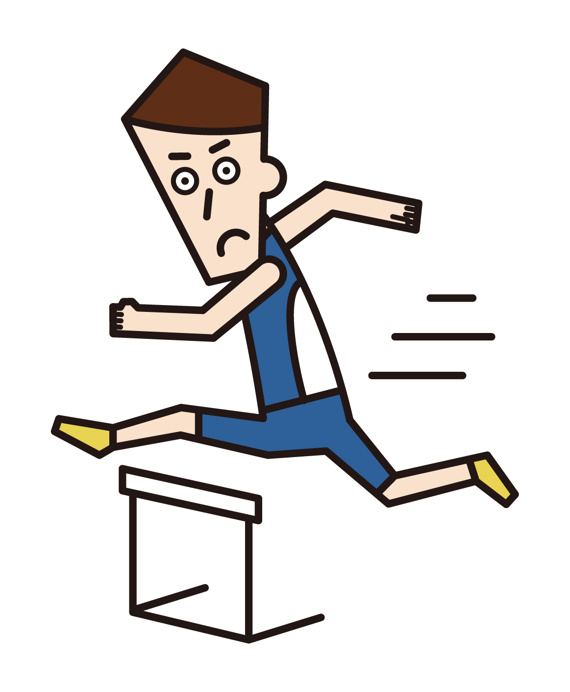 Illustration of a male player passing the baton in a relay run