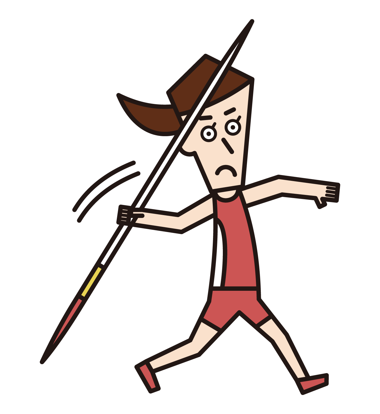 Illustration of a spear-throwing player (female)