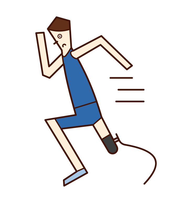 Illustration of a track and field athlete (man) with a prosthetic leg