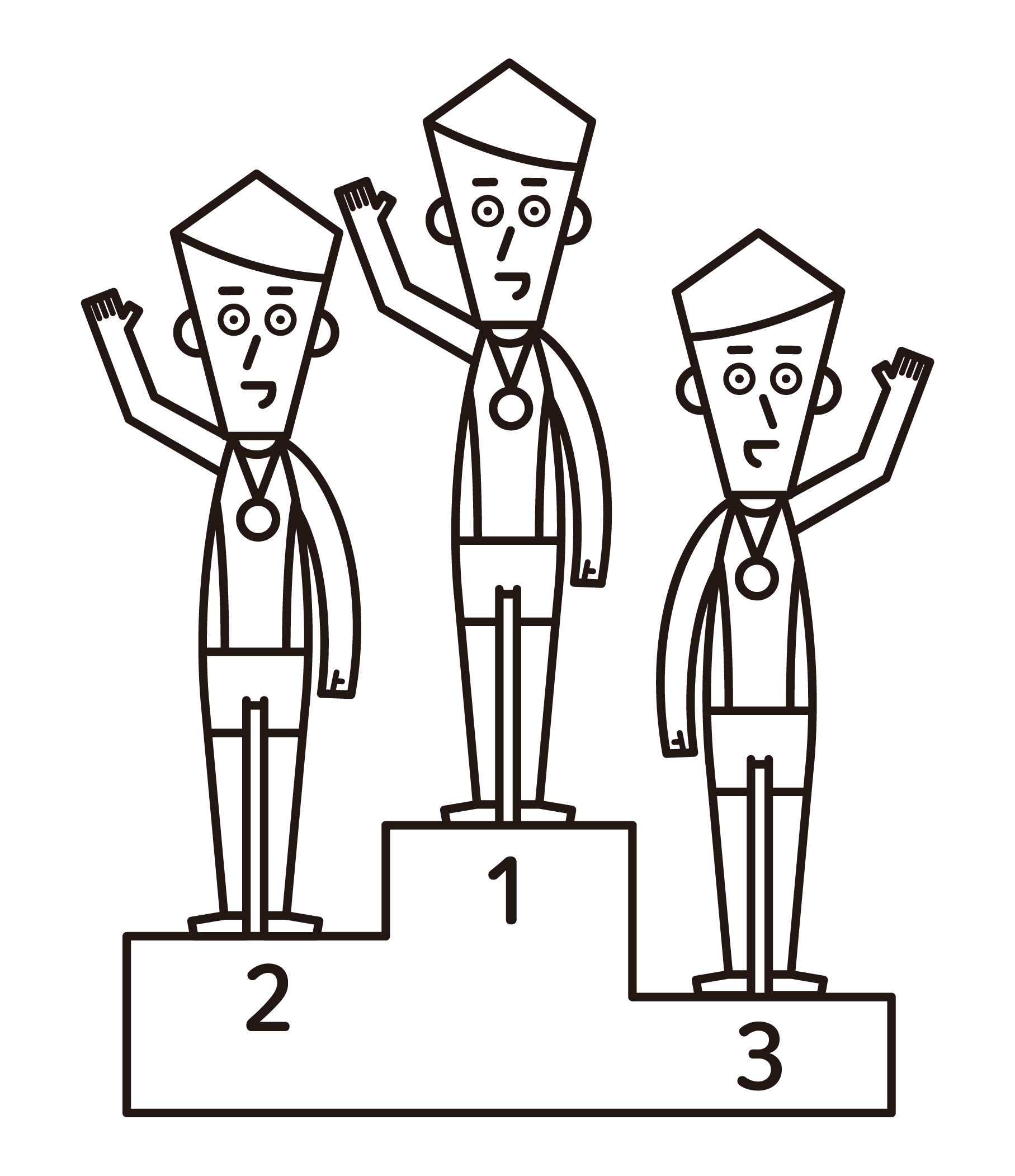 Illustration of a player (male) waving his hand on the podium