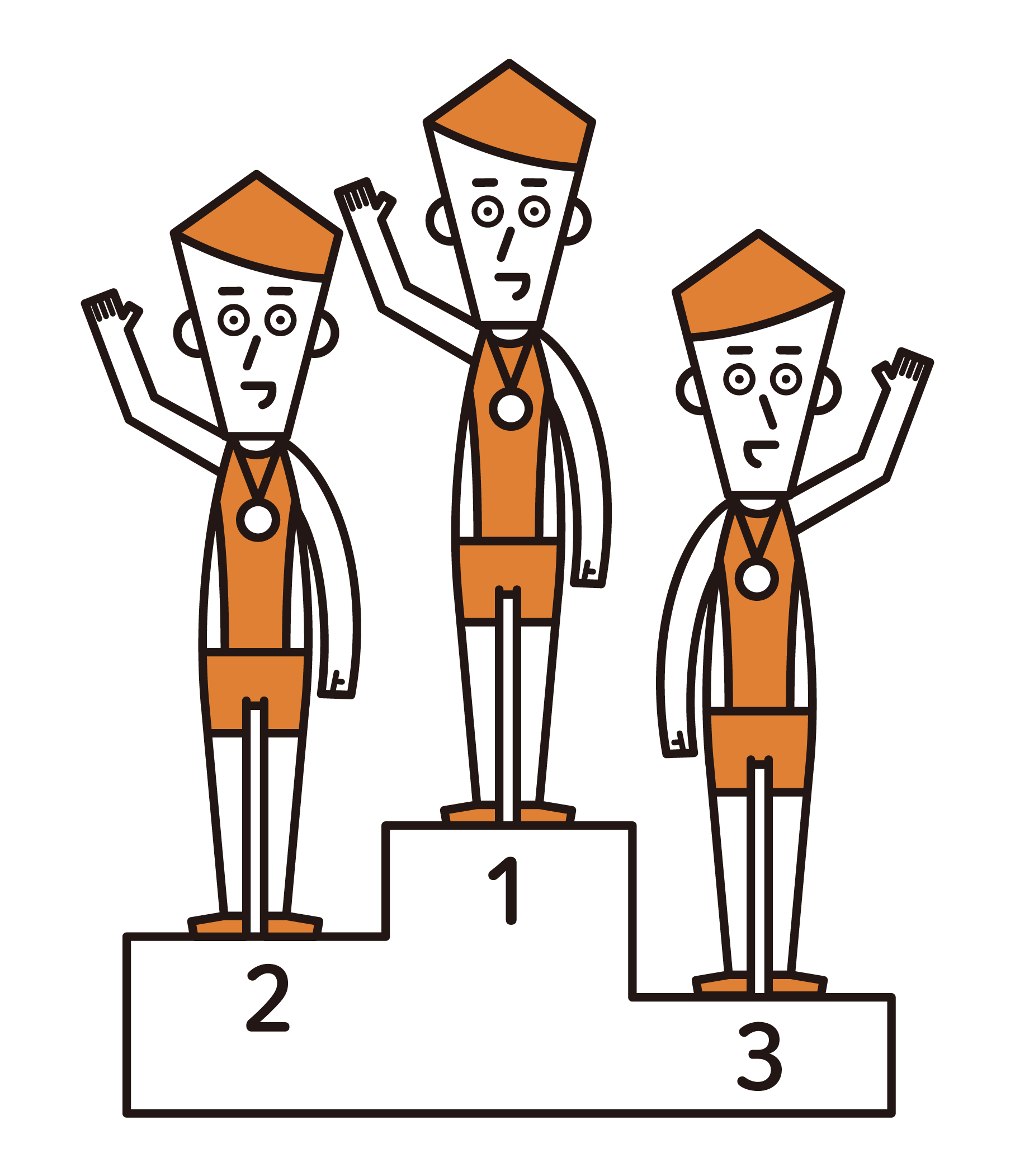 Illustration of a player (male) waving his hand on the podium