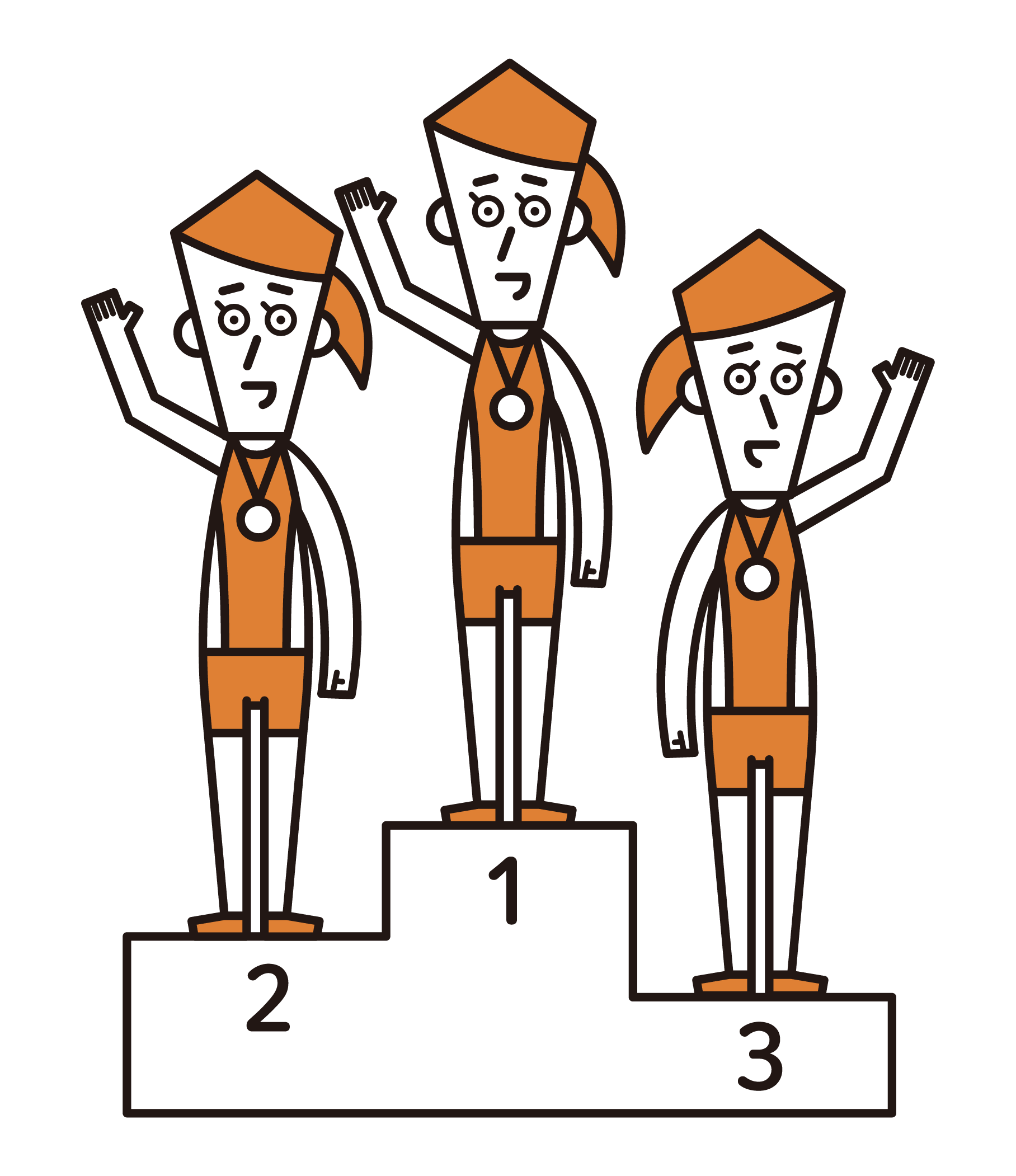 Illustration of a player (female) waving on the podium