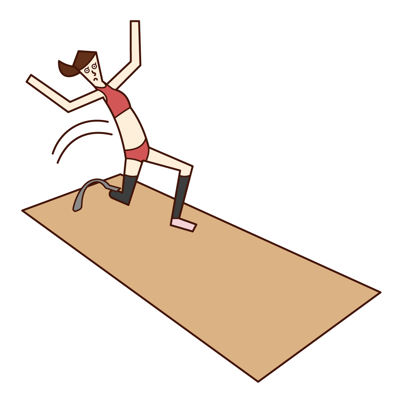運動員（女性）的插圖，用假肢跳躍