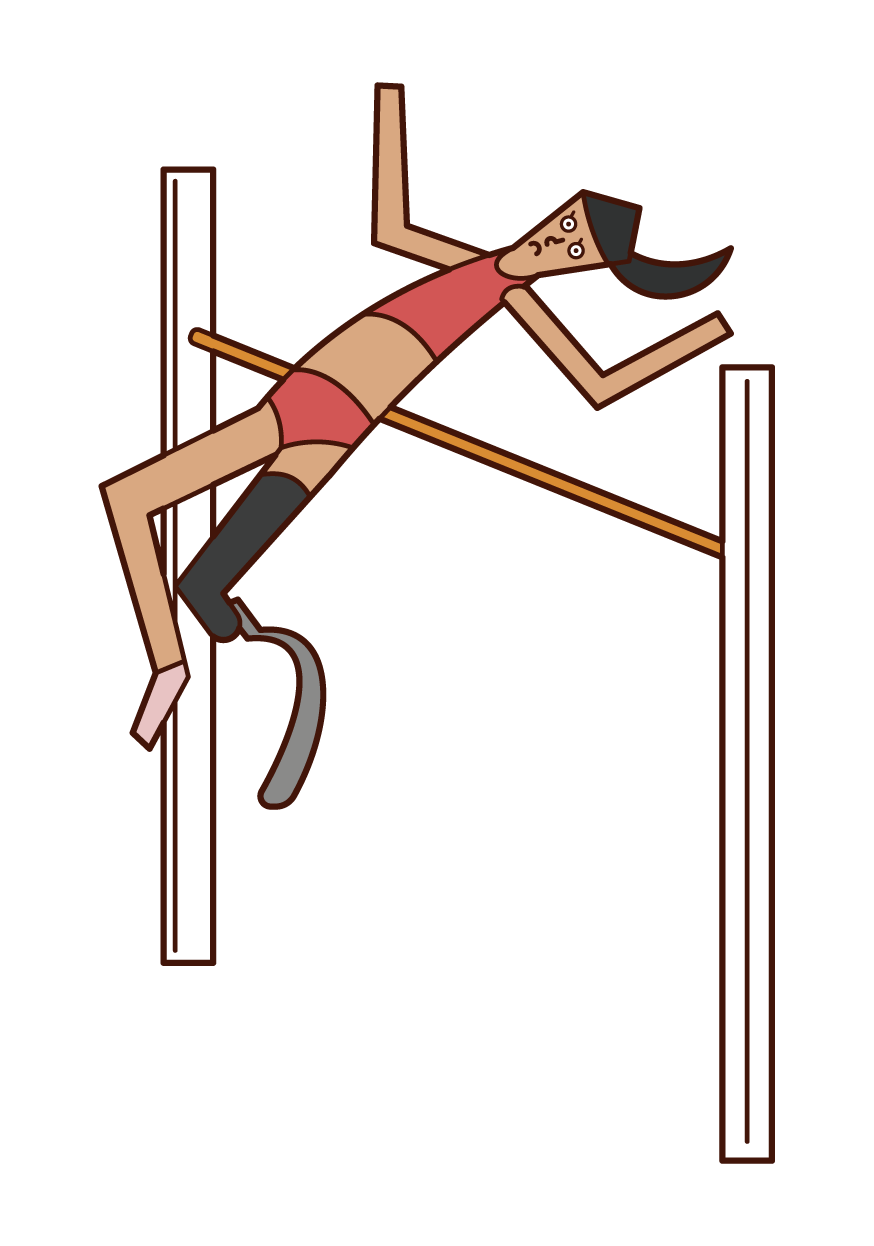 運動員（女性）的插圖，有假肢