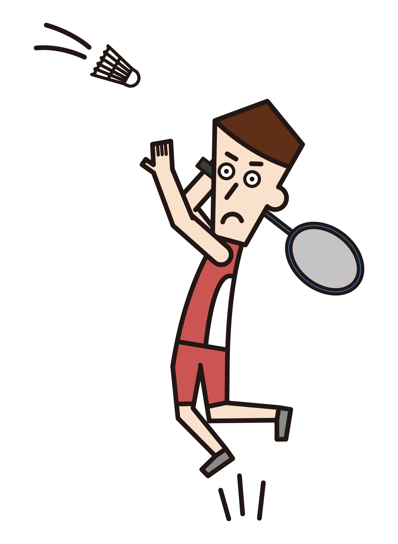 Illustration of a jumping badminton player (male)