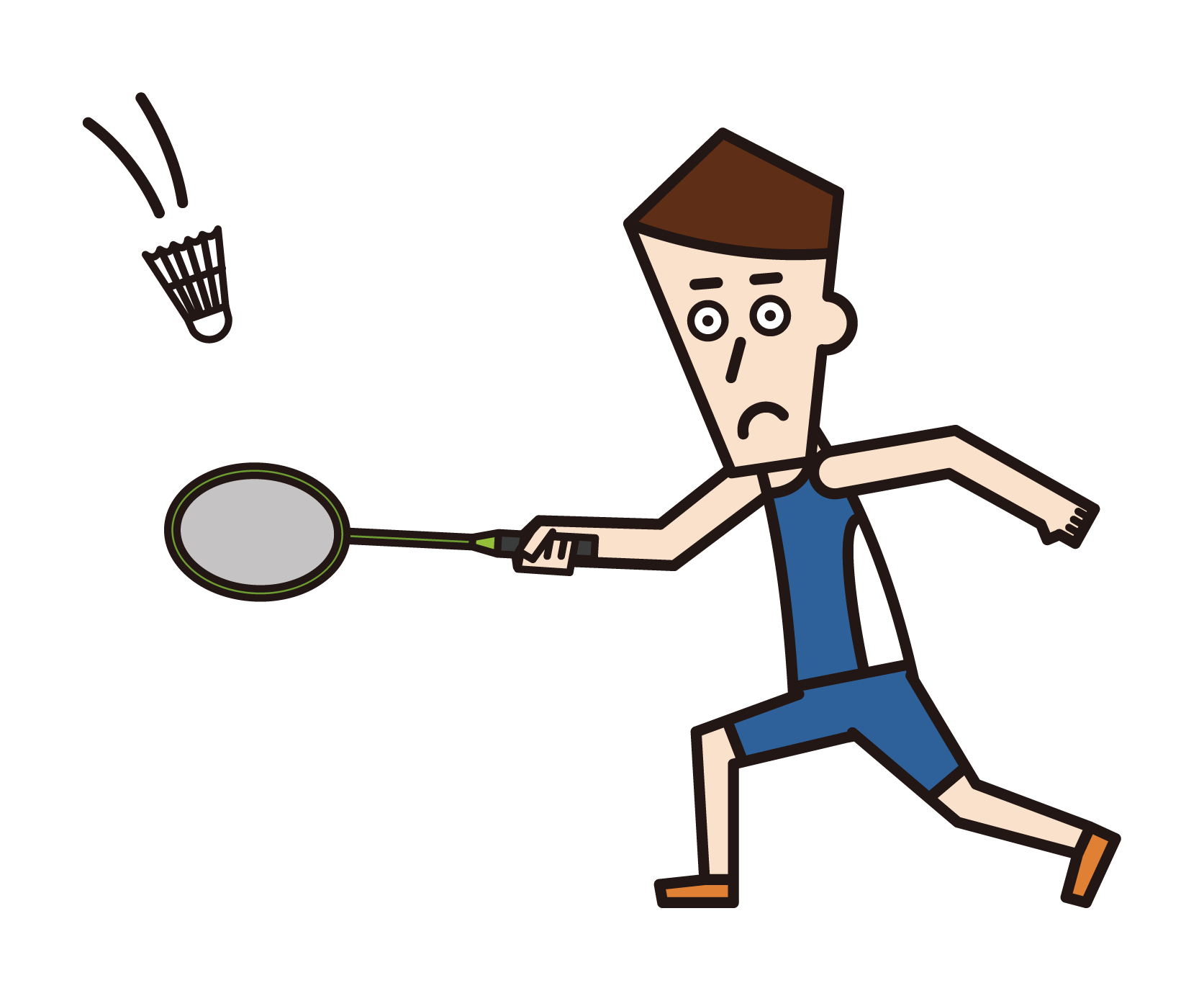 Illustration of a jumping badminton player (male)