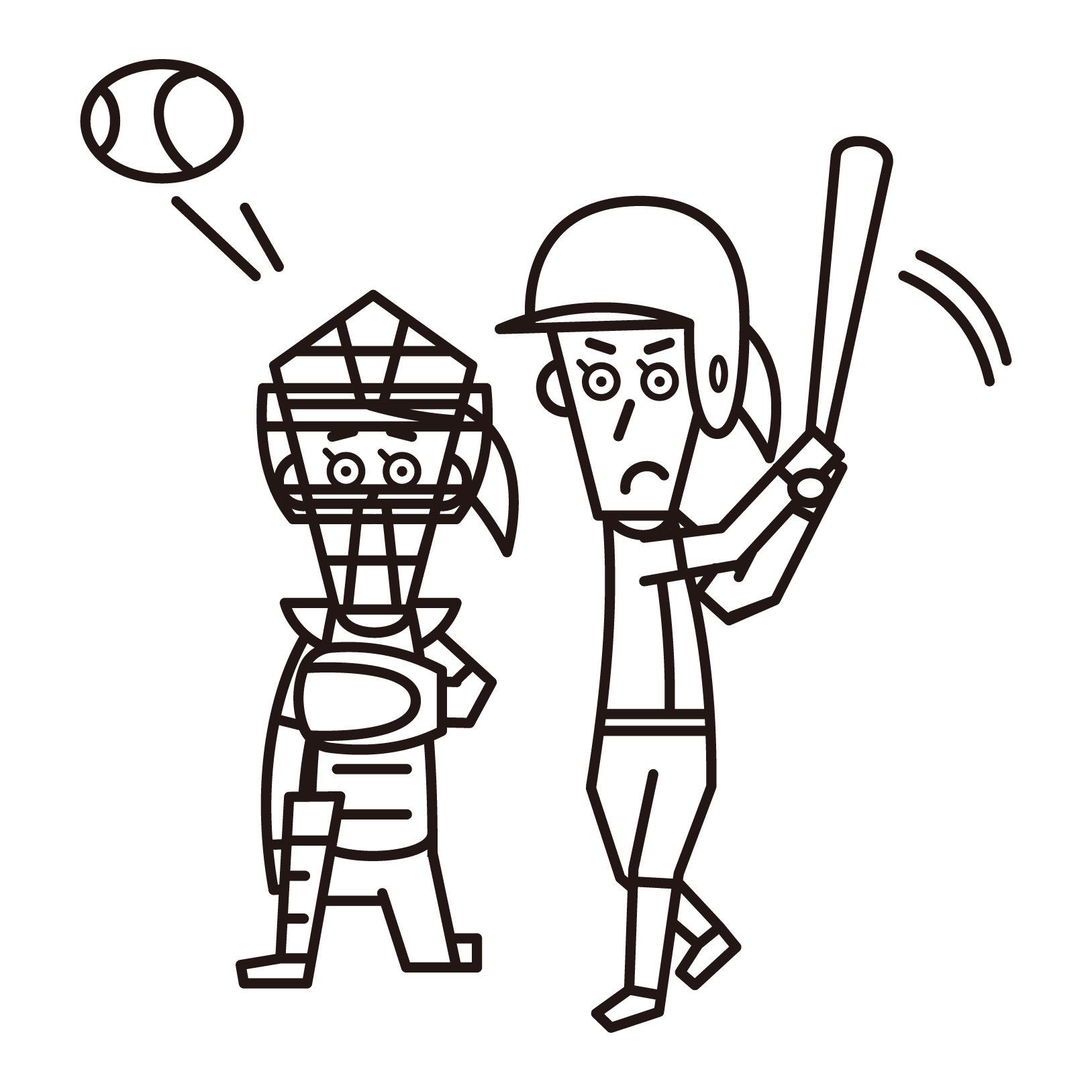 Illustration of a baseball player (woman) hitting a home run