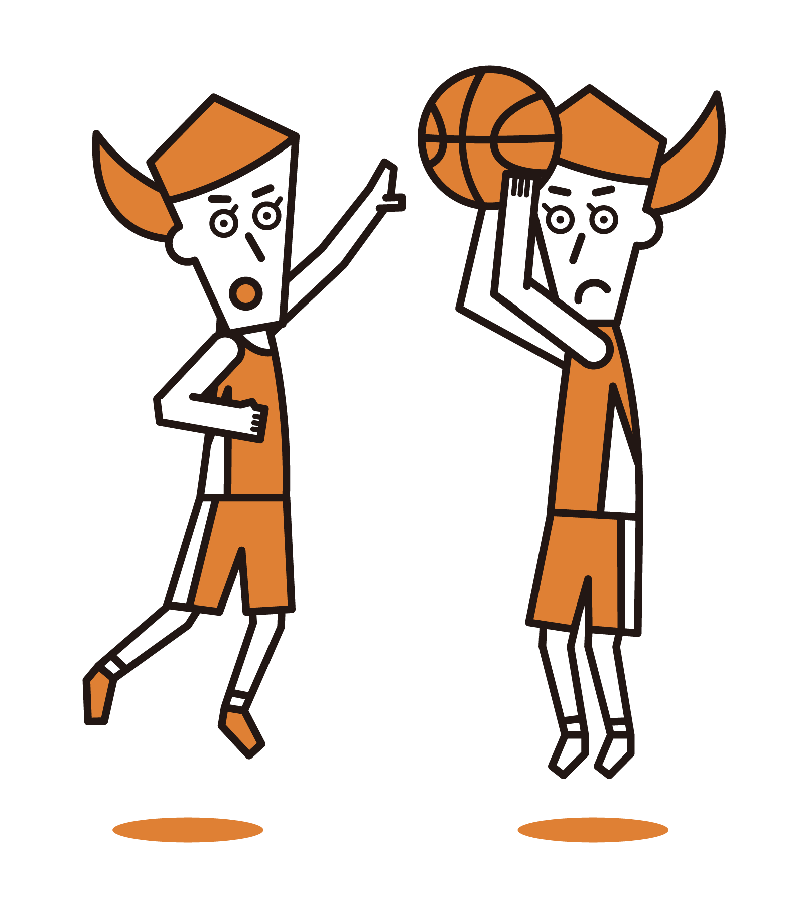 Illustration of a basketball player (female) hitting a shot