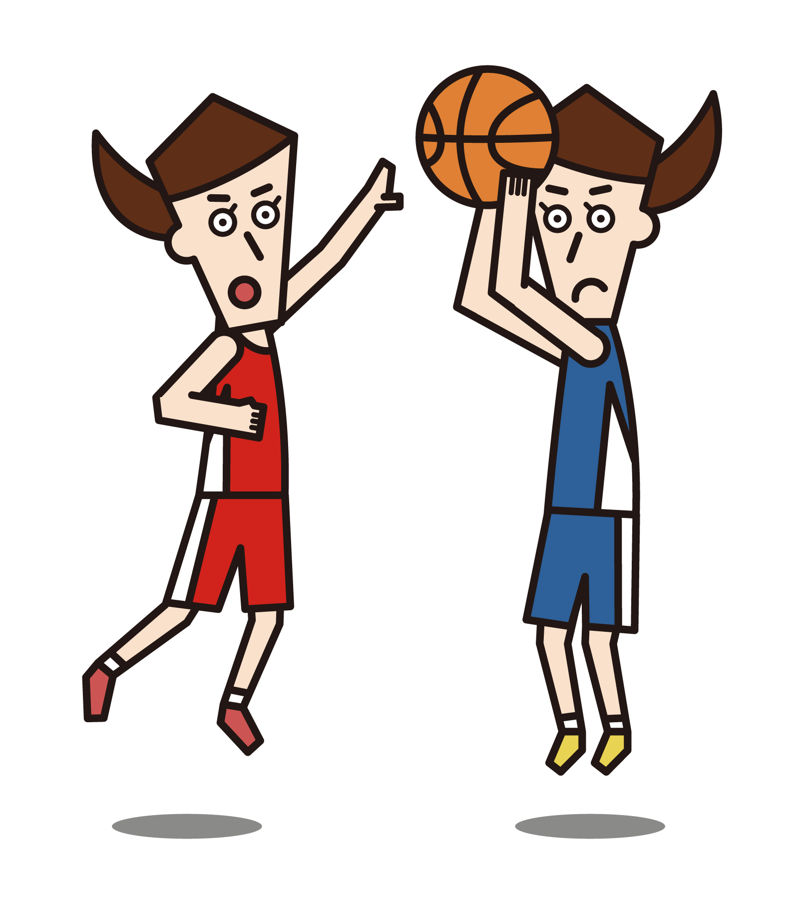Illustration of a basketball player (female) hitting a shot