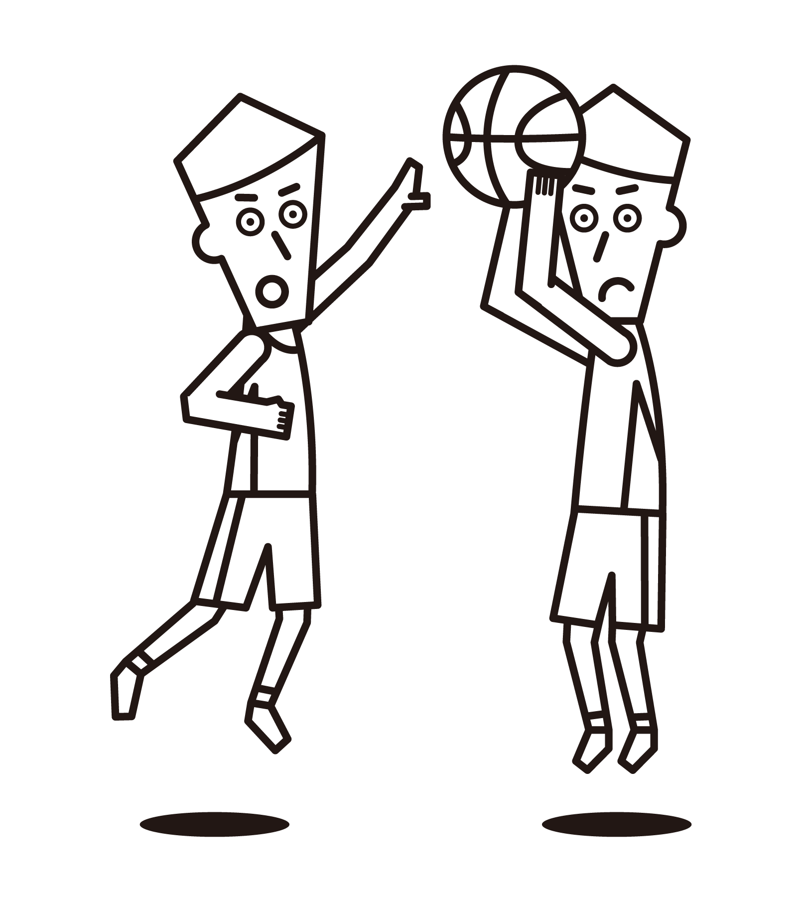 Illustration of a basketball player (male) hitting a shot