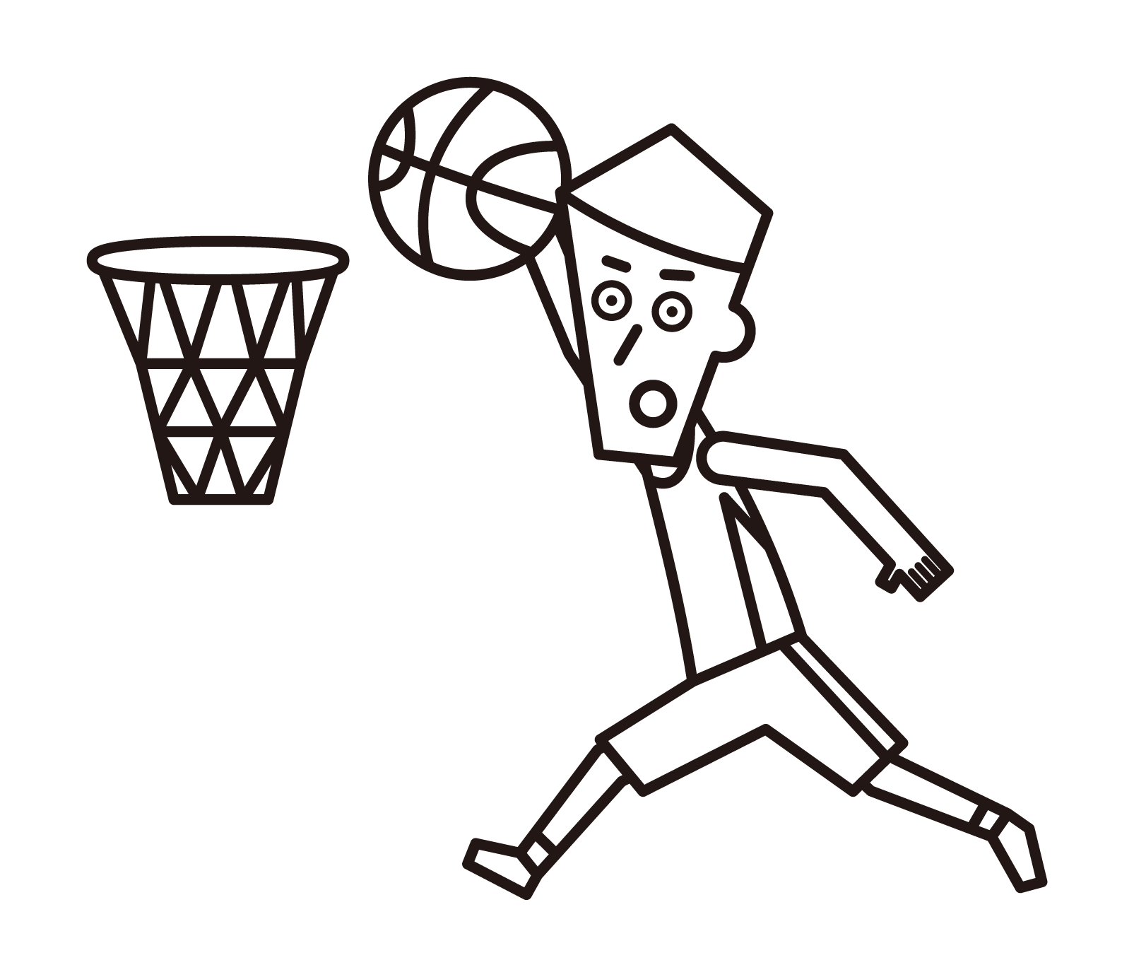 Illustration of a basketball player (male) dunking