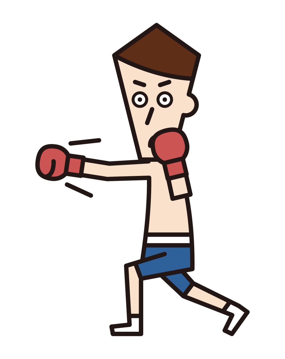 パンチをするボクシング選手（男性）のイラスト