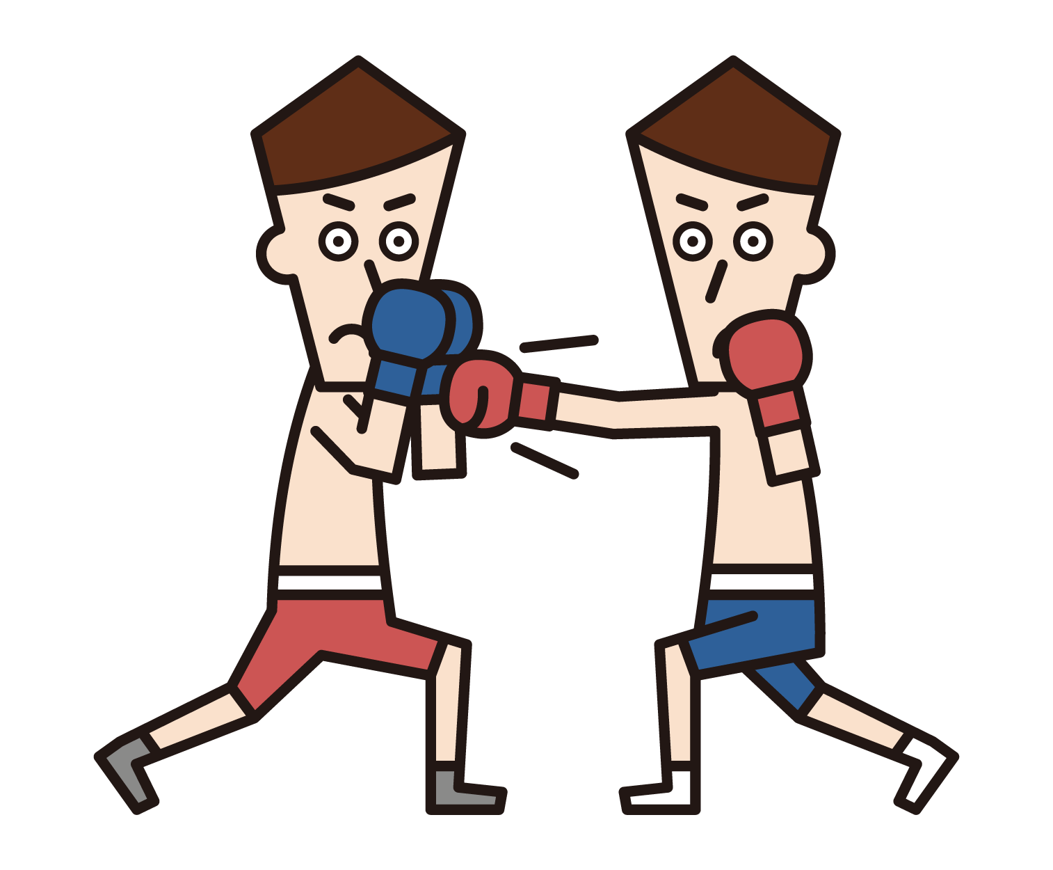 ガードをするボクシング選手（女性）のイラスト