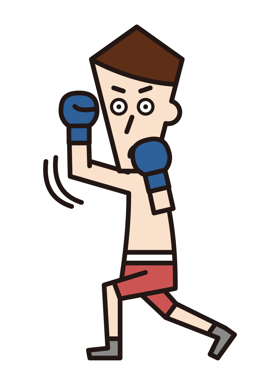 アッパーカットをするボクシング選手（男性）のイラスト