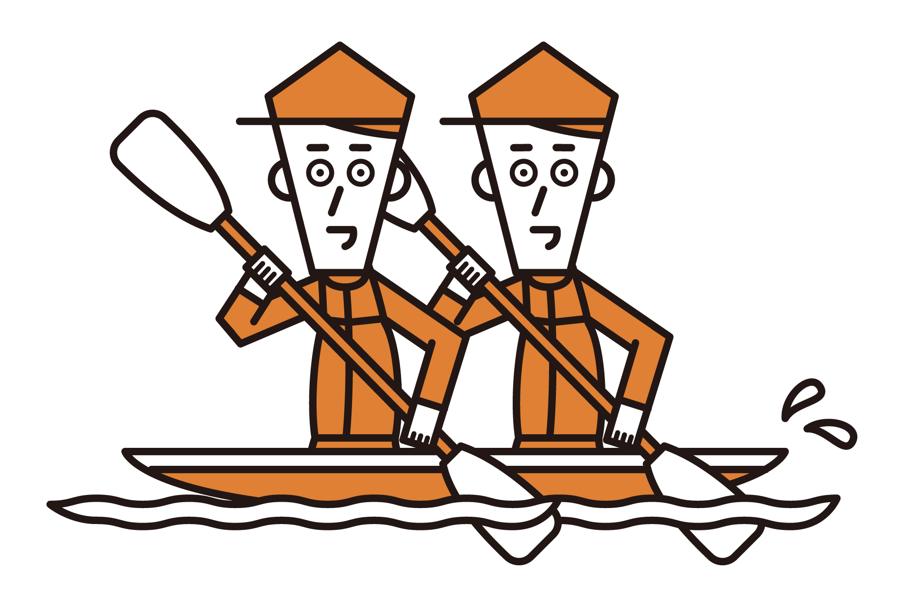 皮划艇運動員（兩個男人）的插圖