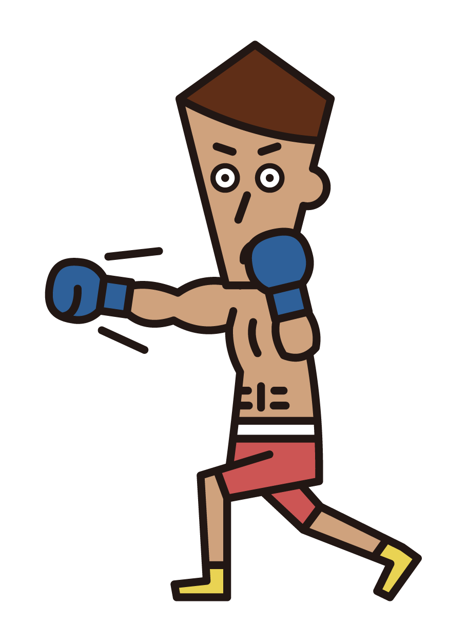 パンチをするヘビー級のボクシング選手（女性）のイラスト