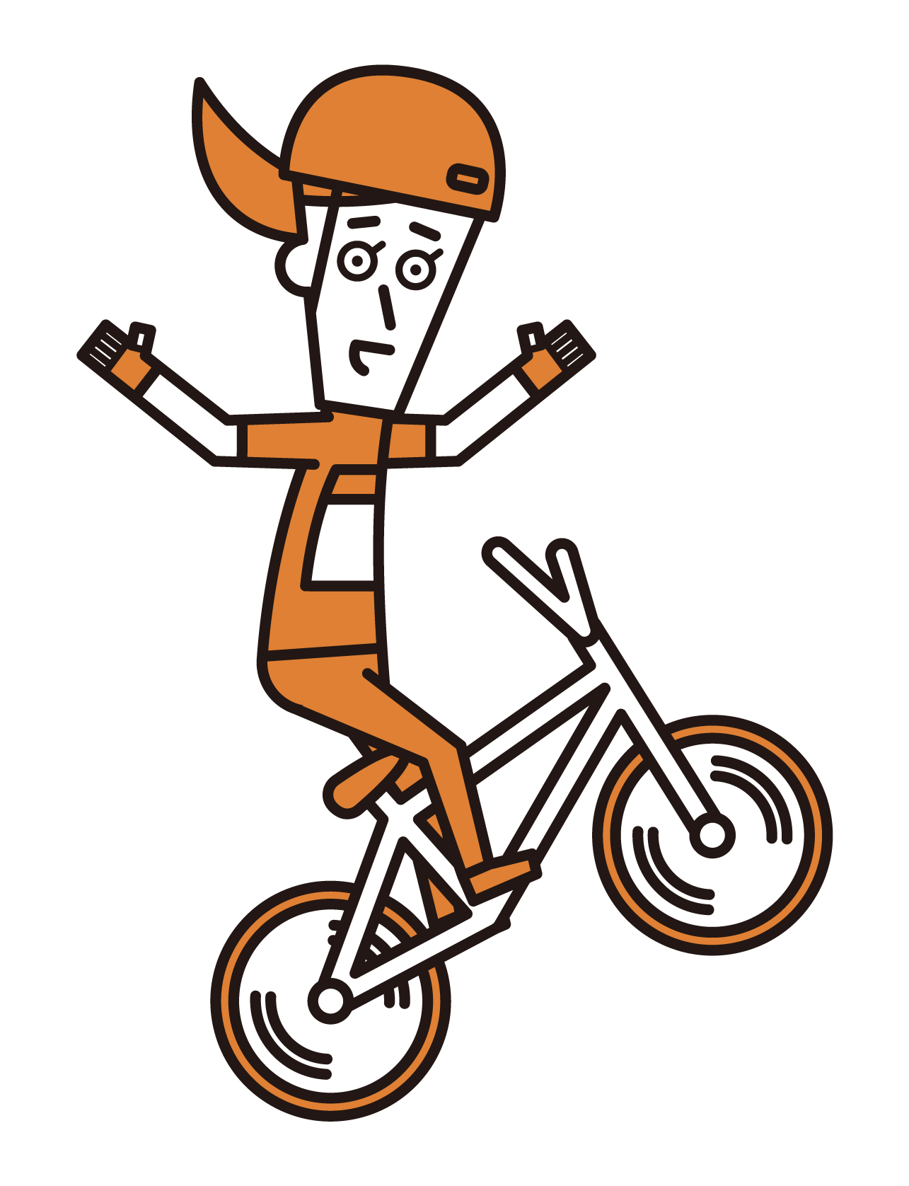 Illustration of bMX player (female) jumping with both sides