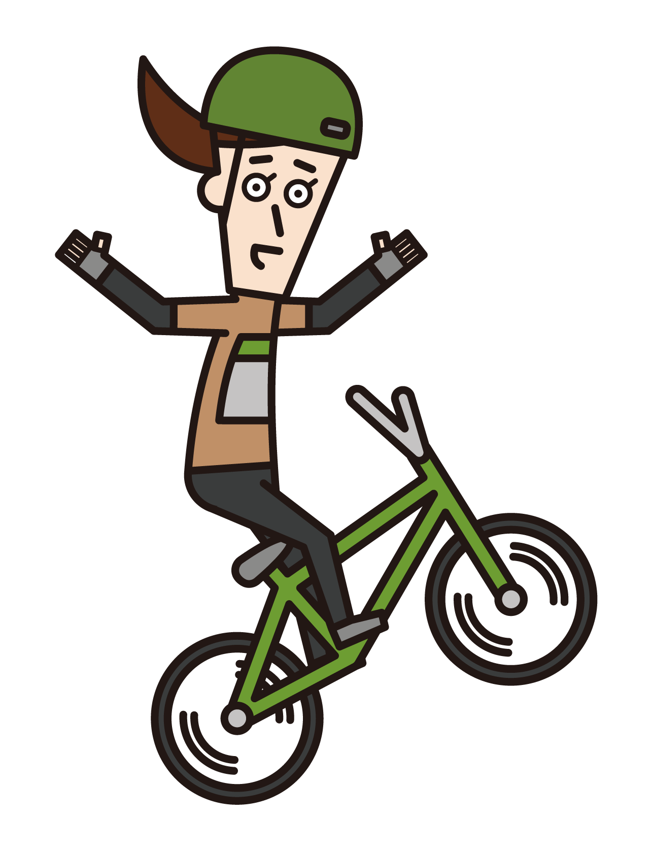 Illustration of bMX player (female) jumping with both sides