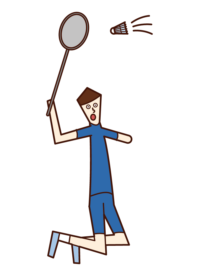 殘奧會羽毛球運動員（男子打粉碎）的插圖
