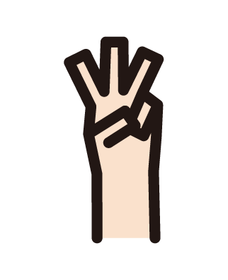 Illustration of a hand (three-piece) with three fingers