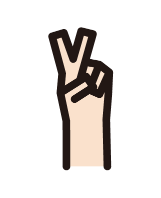 Illustration of a hand (piece mark) with two fingers