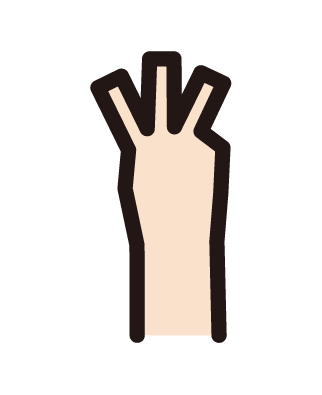 Illustration of a hand (three-piece) with three fingers