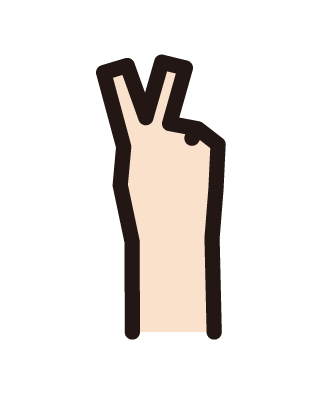 Illustration of a hand (three-piece) with three fingers