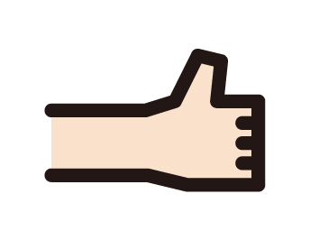 Illustration of a thumb-to-thumb hand (good sign)