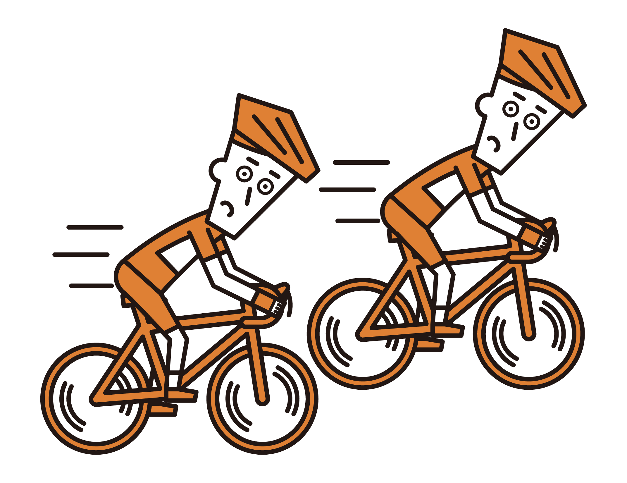 Illustration of road racers (male) racing