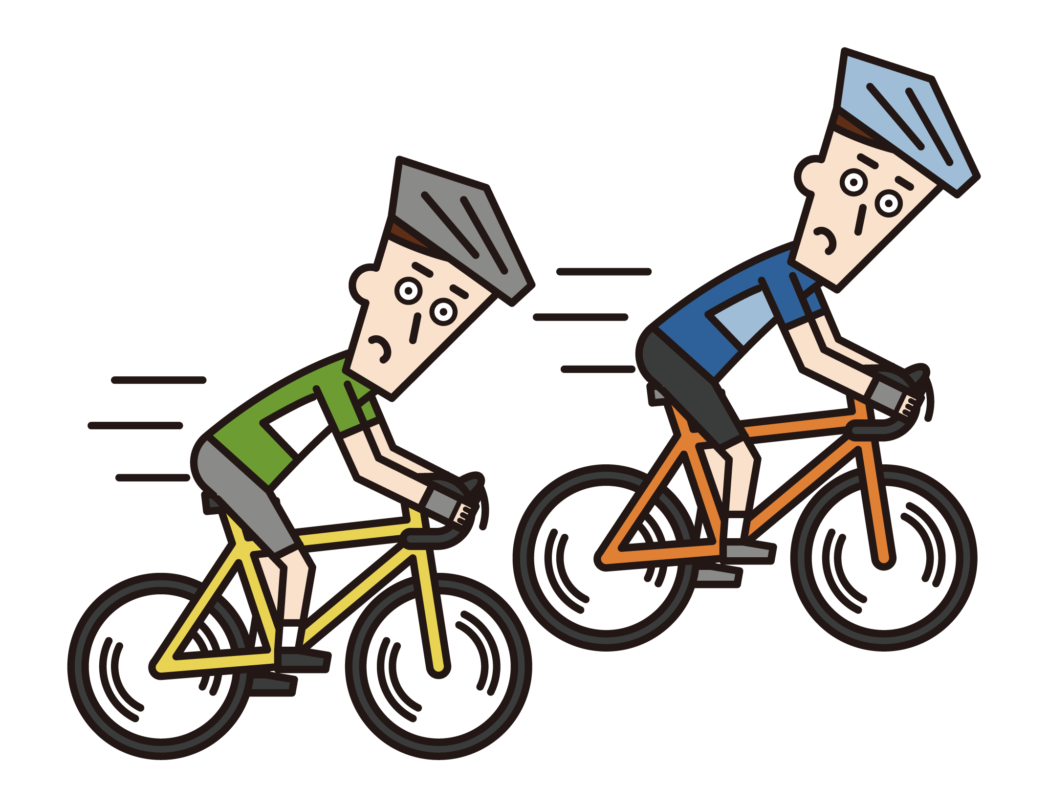 Illustration of road racers (male) racing