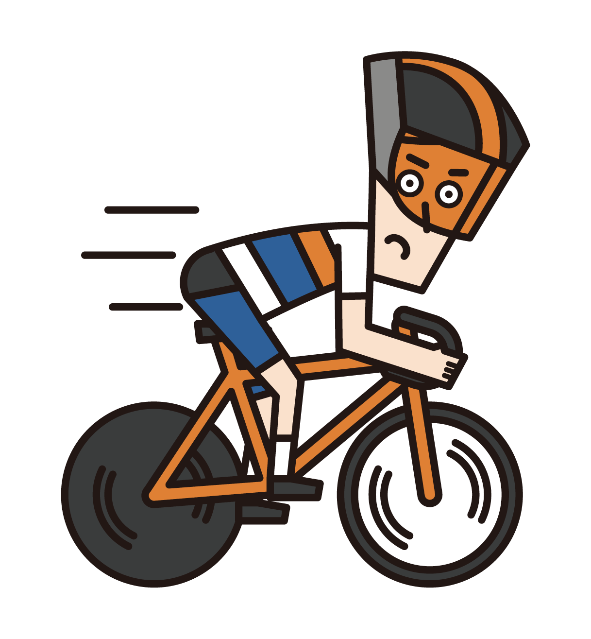 競走するスプリンター（自転車トラック競技の男性選手）のイラスト