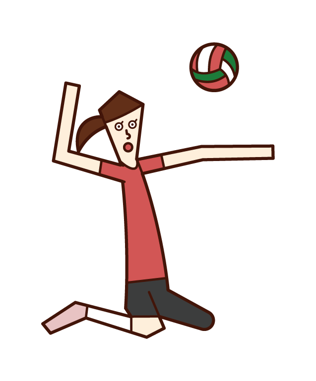 坐式排球運動員（女性）的插圖