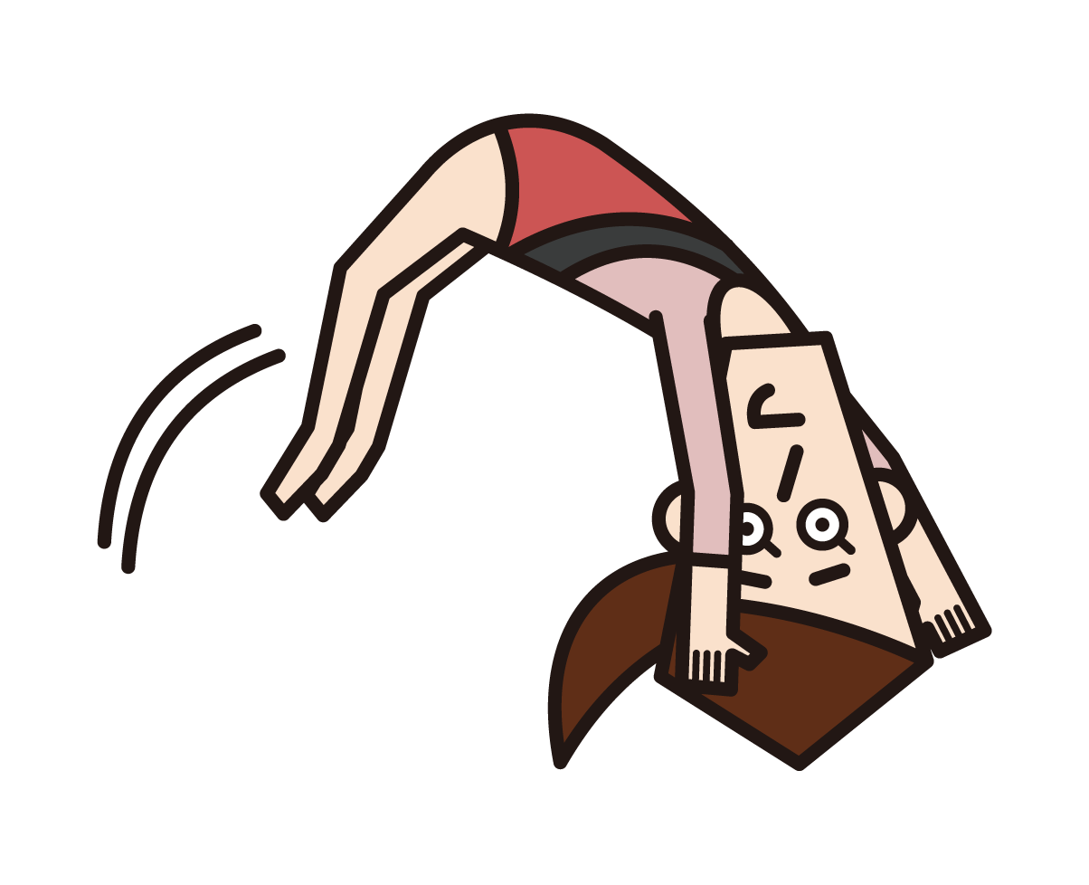 Illustration of a gymnast (female) who is rolling