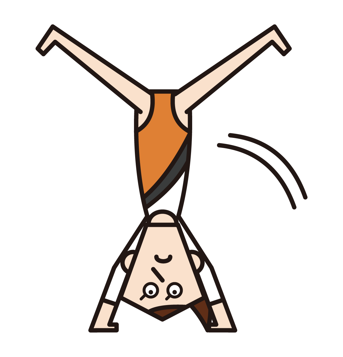 Illustration of a gymnast (male) who is turning a bak