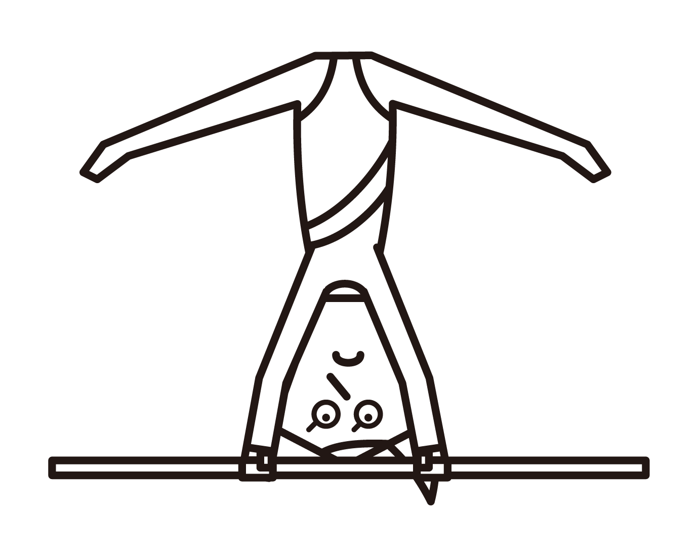 Illustration of a gymnast (female) with a parallel bar