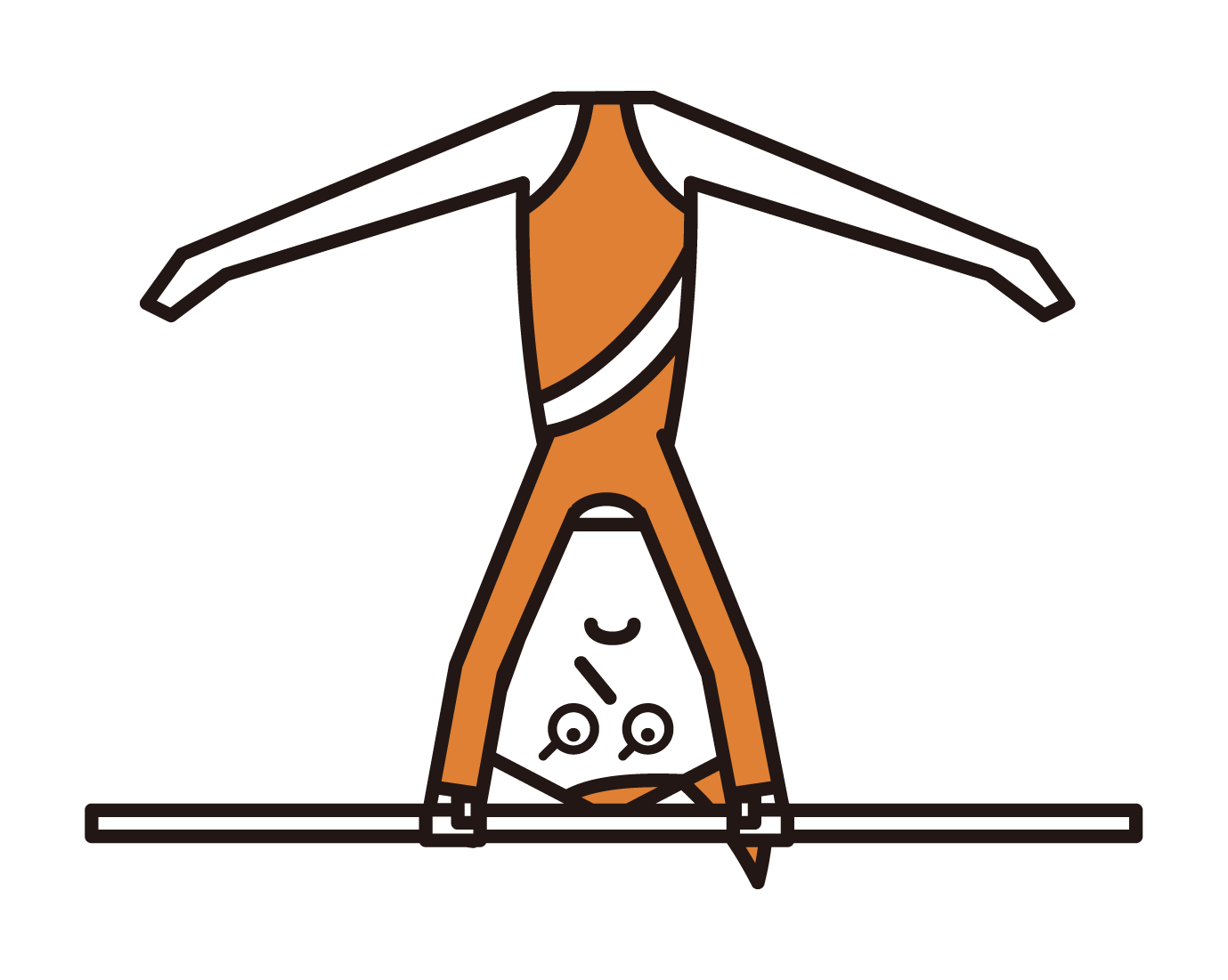 Illustration of a gymnast (female) with a parallel bar